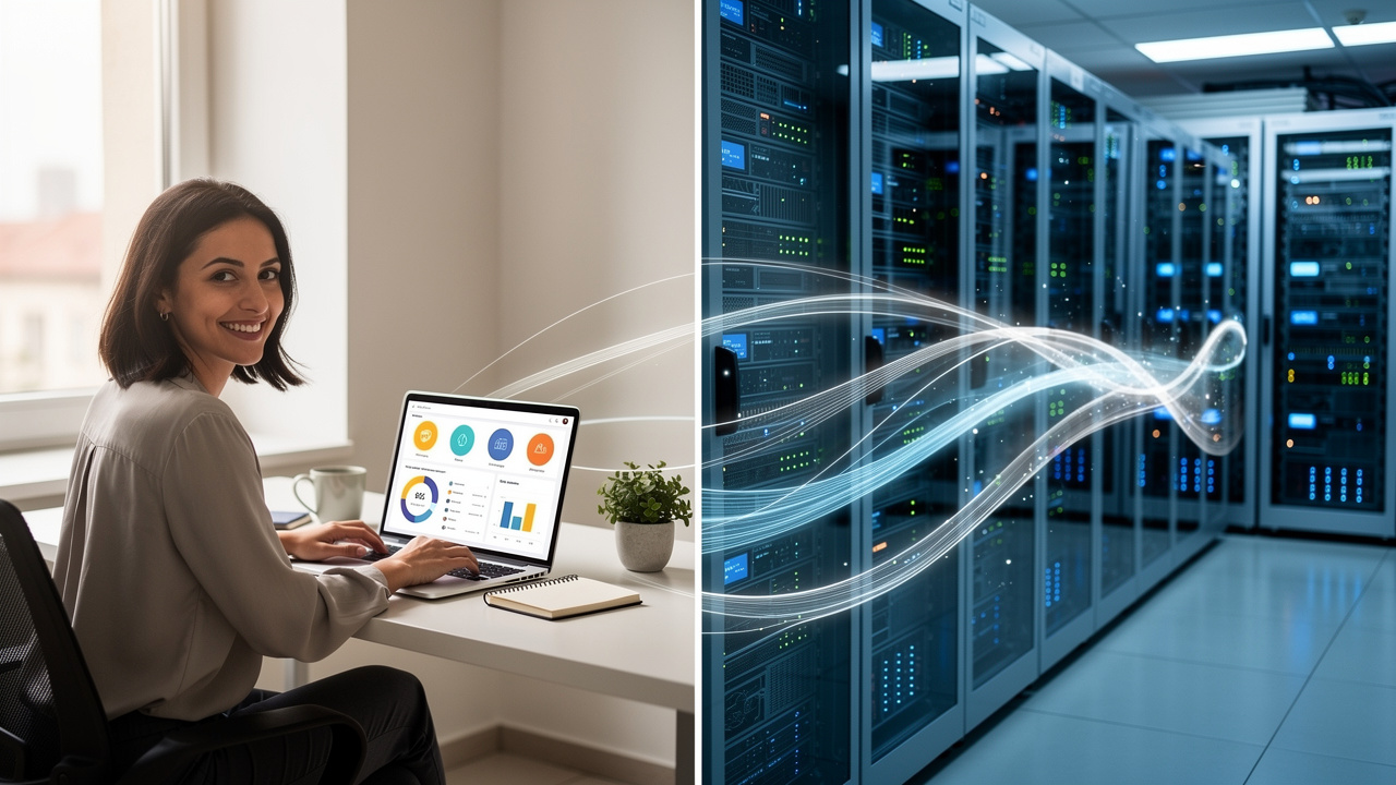 Confronto visivo tra CRM cloud e sistema on-premise per PMI