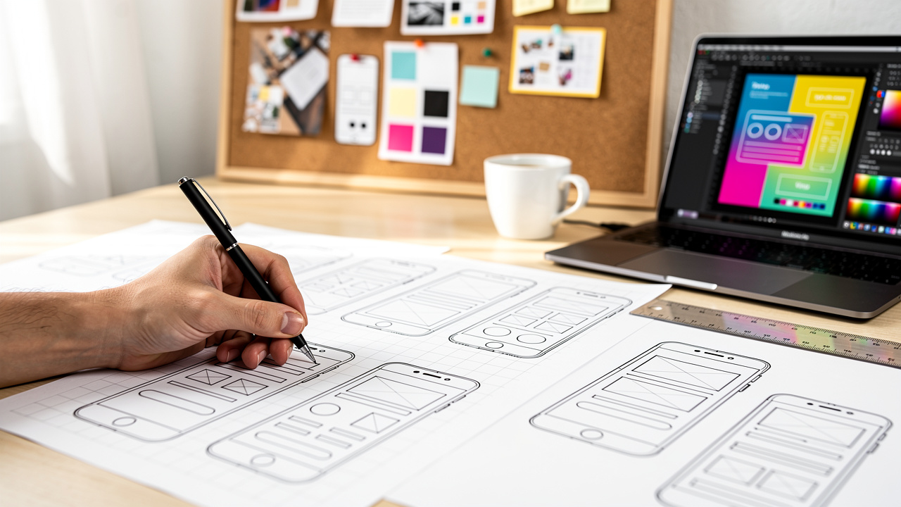 Designer che progetta layout responsive per siti web professionali